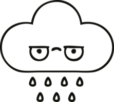 Linie Zeichnung Karikatur von ein Regen Wolke png