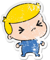 distressed sticker cartoon illustration of a kawaii cute cross baby png