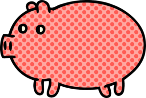 comic book style cartoon of a fat pig png