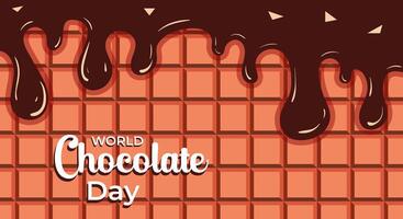 World chocolate day. Background template design with melted chocolate illustration elements vector