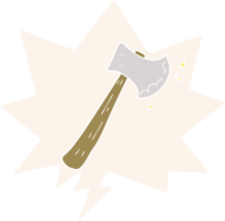 cartoon axe with speech bubble in retro style png