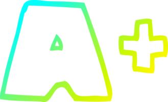 cold gradient line drawing of a cartoon letter grades png