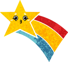 retro illustration style cartoon of a shooting rainbow star png