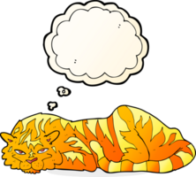 cartoon resting tiger with thought bubble png