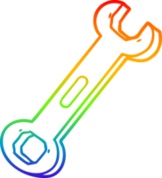 rainbow gradient line drawing of a cartoon spanner png