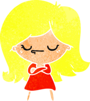 hand drawn retro cartoon of cute kawaii girl png