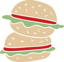 mano disegnato strambo cartone animato veggie hamburger png