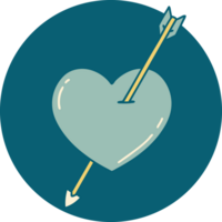 iconic tattoo style image of an arrow and heart png