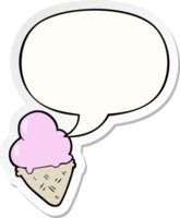 cartoon ice cream with speech bubble sticker png