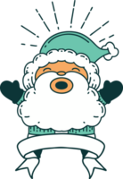 scroll banner with tattoo style santa claus christmas character png
