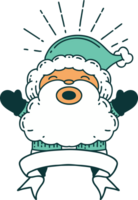 banner de desplazamiento con estilo de tatuaje santa claus carácter navideño png