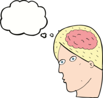 cartoon head with brain symbol with thought bubble png