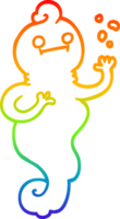 rainbow gradient line drawing of a cartoon spooky ghost png