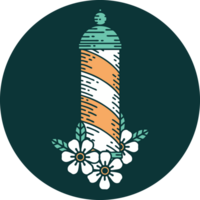 iconic tattoo style image of a barbers pole png