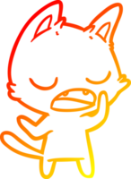 warm gradient line drawing of a talking cat cartoon png