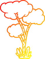 warm gradient line drawing of a Cartoon tree png