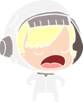 flat color style cartoon talking astronaut woman png