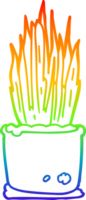 rainbow gradient line drawing of a cartoon house plant png