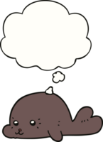 cartoon baby seal with thought bubble png