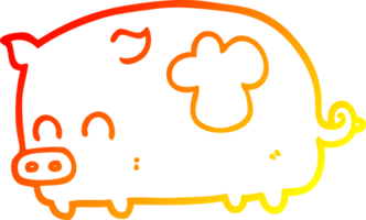 warm gradient line drawing of a cute cartoon pig png