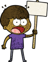 cartoon shocked man with placard png