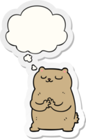 cartoon bear with thought bubble as a printed sticker png