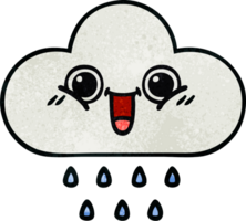 retro Grunge Textur Karikatur von ein Regen Wolke png