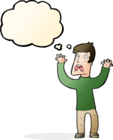 cartoon frightened man with thought bubble png