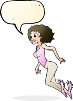 cartone animato volante donna con discorso bolla png