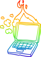 arco iris degradado línea dibujo de un dibujos animados roto ordenador portátil computadora png