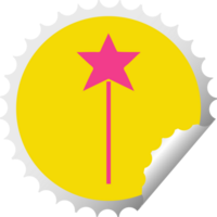 circular peeling sticker cartoon of a star wand png