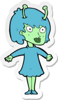 sticker of a cartoon alien woman png