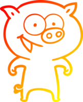 warm gradient line drawing of a cheerful pig cartoon png