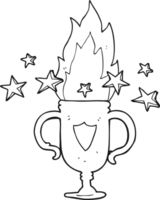 hand drawn black and white cartoon sports trophy png