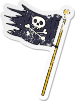 mão desenhado angustiado adesivo desenho animado rabisco do uma piratas bandeira png