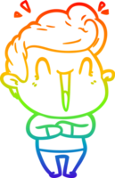 rainbow gradient line drawing of a excited man cartoon png