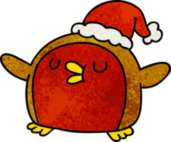 hand drawn textured cartoon cute kawaii red robin png