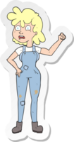 sticker of a cartoon woman shaking fist png