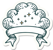 tattoo style sticker with banner of a cloud png