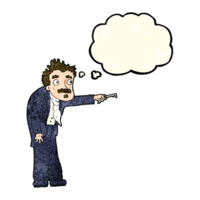 cartoon man trembling with key unlocking with thought bubble png