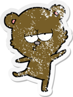 distressed sticker of a bored bear cartoon png