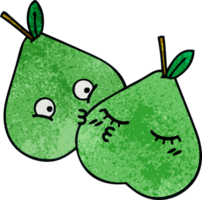 retro grunge texture cartoon of a green pear png