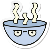 sticker of a cute cartoon bowl of hot soup png