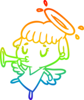 rainbow gradient line drawing of a cute angel png