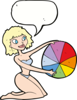 Cartoon-Bikini-Mädchen mit Wasserball mit Sprechblase png