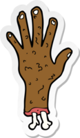 sticker van een grove zombiehand-cartoon png