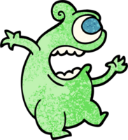 grunge textured illustration cartoon green alien png