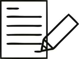 line drawing cartoon of a of writing a document png