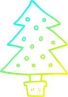 cold gradient line drawing of a cartoon christmas tree png