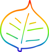 rainbow gradient line drawing of a cartoon leaf png